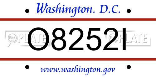 O8252I District Of Columbia License Plate