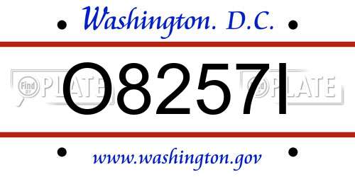 O8257I District Of Columbia License Plate