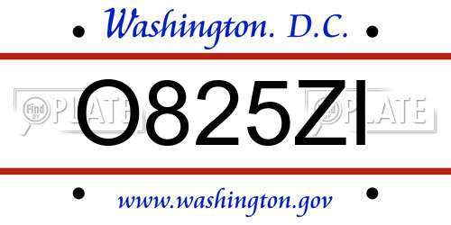 O825ZI District Of Columbia License Plate