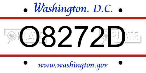 O8272D District Of Columbia License Plate