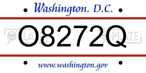O8272Q District Of Columbia License Plate