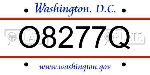 O8277Q District Of Columbia License Plate