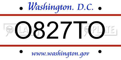 O827TO District Of Columbia License Plate