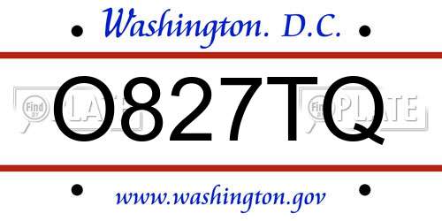 O827TQ District Of Columbia License Plate
