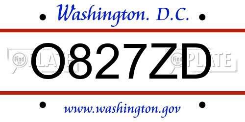 O827ZD District Of Columbia License Plate