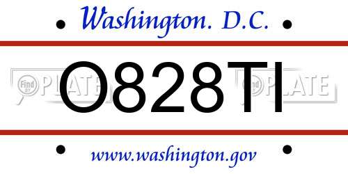 O828TI District Of Columbia License Plate