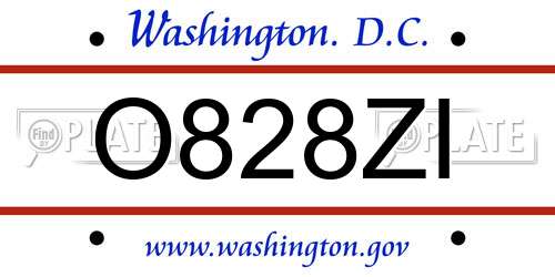 O828ZI District Of Columbia License Plate