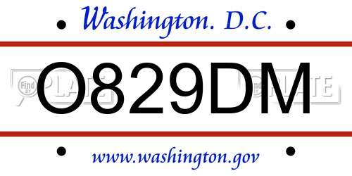 O829DM District Of Columbia License Plate