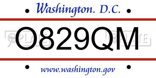O829QM District Of Columbia License Plate