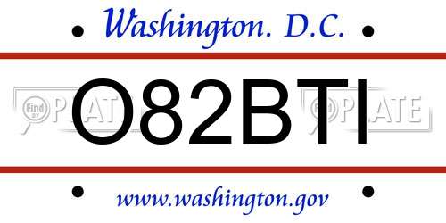 O82BTI District Of Columbia License Plate
