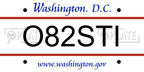 O82STI District Of Columbia License Plate