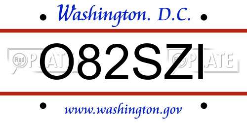 O82SZI District Of Columbia License Plate