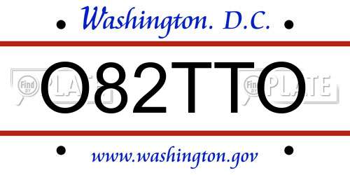 O82TTO District Of Columbia License Plate