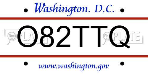 O82TTQ District Of Columbia License Plate