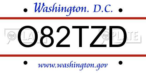 O82TZD District Of Columbia License Plate