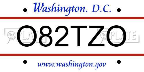 O82TZO District Of Columbia License Plate