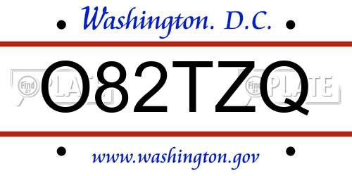 O82TZQ District Of Columbia License Plate