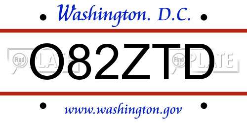 O82ZTD District Of Columbia License Plate