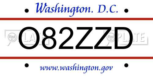O82ZZD District Of Columbia License Plate