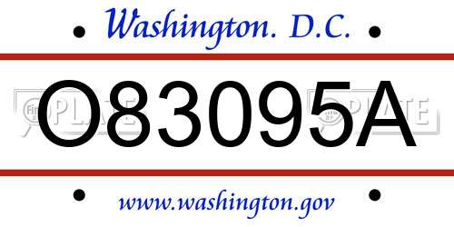 O83095A District Of Columbia License Plate