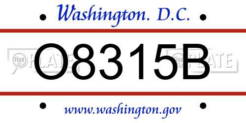 O8315B District Of Columbia License Plate