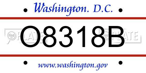 O8318B District Of Columbia License Plate