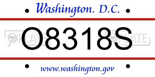 O8318S District Of Columbia License Plate