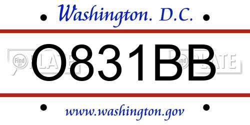 O831BB District Of Columbia License Plate