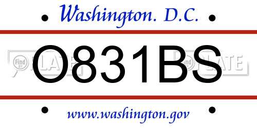 O831BS District Of Columbia License Plate