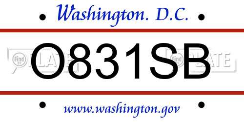 O831SB District Of Columbia License Plate