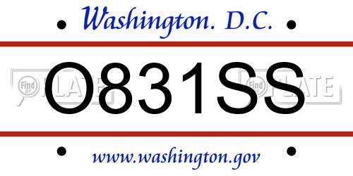 O831SS District Of Columbia License Plate