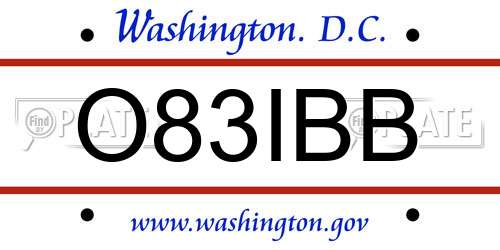 O83IBB District Of Columbia License Plate