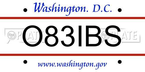 O83IBS District Of Columbia License Plate