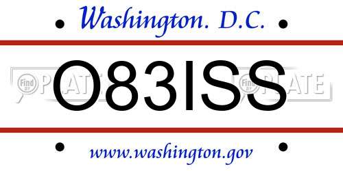 O83ISS District Of Columbia License Plate