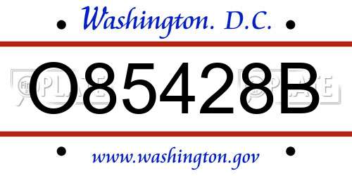 O85428B District Of Columbia License Plate