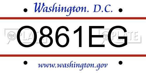 O861EG District Of Columbia License Plate