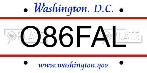 O86FAL District Of Columbia License Plate