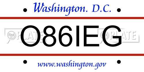 O86IEG District Of Columbia License Plate
