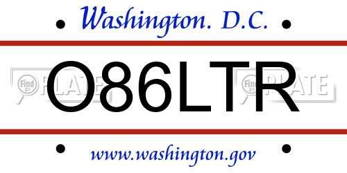 O86LTR District Of Columbia License Plate