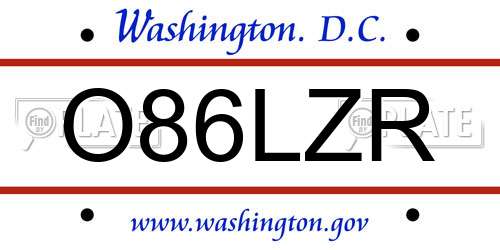 O86LZR District Of Columbia License Plate