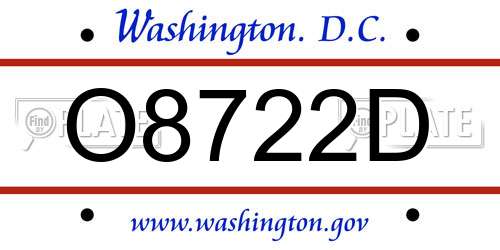 O8722D District Of Columbia License Plate