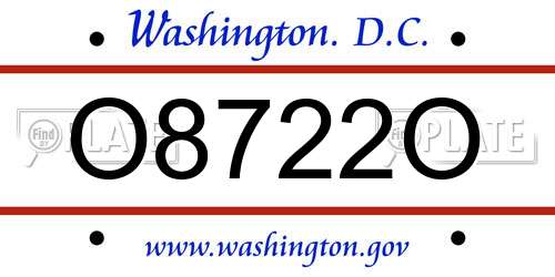 O8722O District Of Columbia License Plate