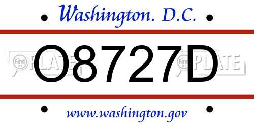 O8727D District Of Columbia License Plate