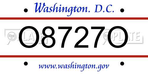 O8727O District Of Columbia License Plate