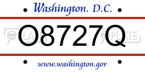 O8727Q District Of Columbia License Plate