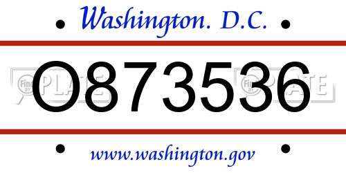 O873536 District Of Columbia License Plate
