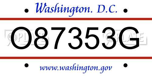 O87353G District Of Columbia License Plate
