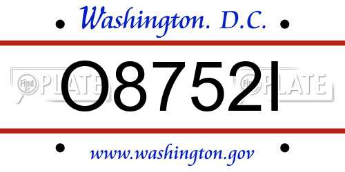O8752I District Of Columbia License Plate