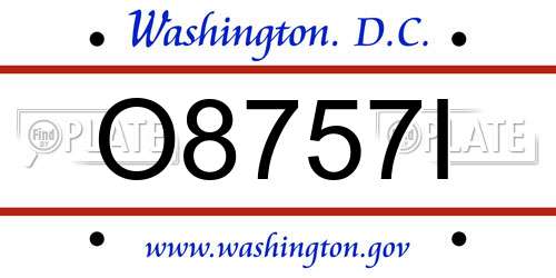O8757I District Of Columbia License Plate