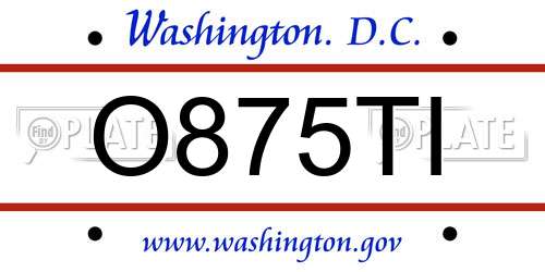 O875TI District Of Columbia License Plate